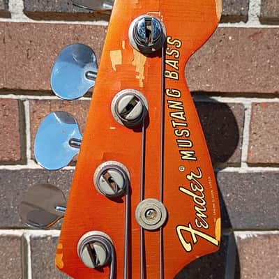 Rare 1968-1970 Fender Mustang Bass Competition Stripe Candy Apple Red w/Matching Headstock Lollipop image 2