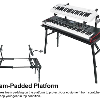 Rockville PKS44 2-Tier Keyboard/DJ Stand+Table Attachment+Gooseneck Mic Stand image 9