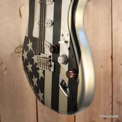 Fender Player Stratocaster Custom Art Guitar " Black N Silver Flag " image 11