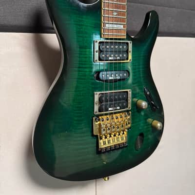 1993 Vintage Ibanez S540FM Royal Green Sunburst MIJ image 4
