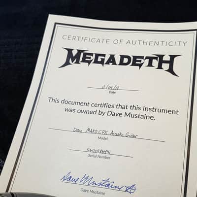 DAVE MUSTAINE's Artist Owned Dean Mako Florentine Acoustic Guitar NAMM, MEGADETH Endgame Album Recorded, Vevo Unplugged Concert Tour Played - Signed image 2