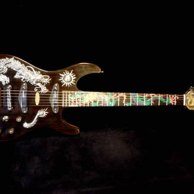 Blueberry Handmade Electric Guitar with Solid Silver and Gold Inlays image 11