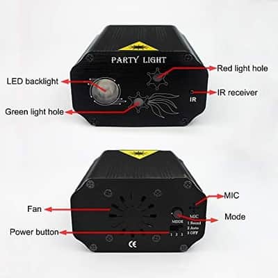 Party Lights Dj Disco Lights, Strobe Stage Light Sound Activated Laser Llights Projector with Remote Control for Parties Bar Birthday Wedding Holiday Event Live Show Xmas Decorations Lights image 2