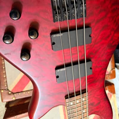 Schecter Stiletto Custom-4 Active 4-String Bass Vampyre Red Satin image 5