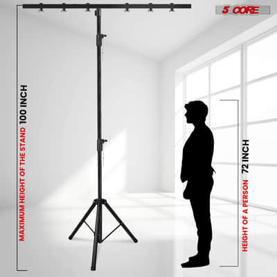 5Core DJ Light Stand Stage Lighting Truss System Height Adjustable 39 to 100" Heavy Duty T bar Mount image 2
