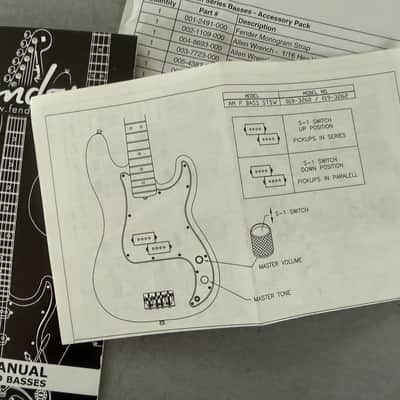 Fender American Series Bass Guitar case candy Warranty+Manual+Control Instructions 2002 - Black image 3