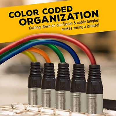 GLS Audio 25ft Mic Cable Cords - XLR Male to XLR Female Colored Cables - 25' Balanced Mike Cord - 6 Pack image 7