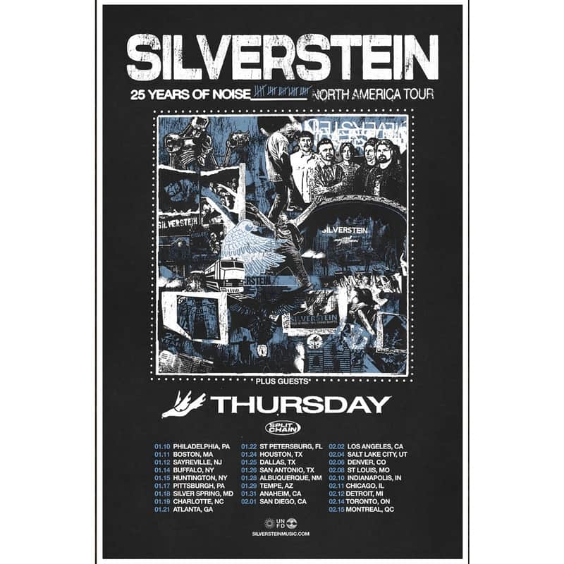 SILVERSTEIN | THURSDAY | SPLIT CHAIN 25th Anniversary Tour 2025 Ltd Ed New RARE Poster! Post Hardcore Emo Screamo Punk Indie Rock Shoegaze image 1