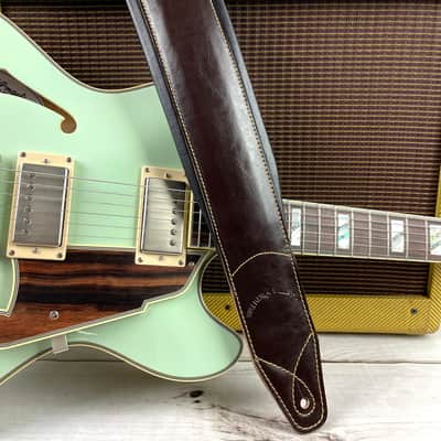 Walker and Williams C-22-BRN Dark Brown Handmade Premium All Grain Leather Padded Guitar Strap 3" Wide For Acoustic, Electric, And Bass Guitars image 6