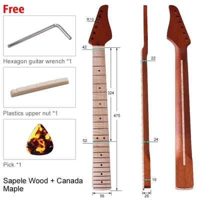 Maple Fingerboard 22 Frets Sapele Wood Guitar Neck image 5