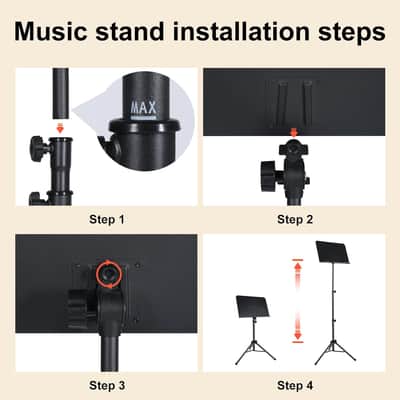 Sheet Music Stand,5 in 1 Dual-Use Folding Sheet Music Stand & Desktop Book Stand with Portable Carrying Bag & Music Sheet Clip Holder & Sheet Music Book image 2