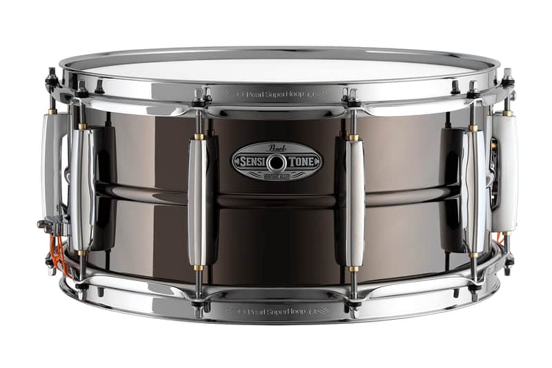 Pearl 14"x6.5" SensiTone Heritage Alloy Black Nickel-over-Brass Snare Drum with Beaded Shell, 2.3mm Triple-Flanged Hoops, and 10 arched CL Lugs image 1