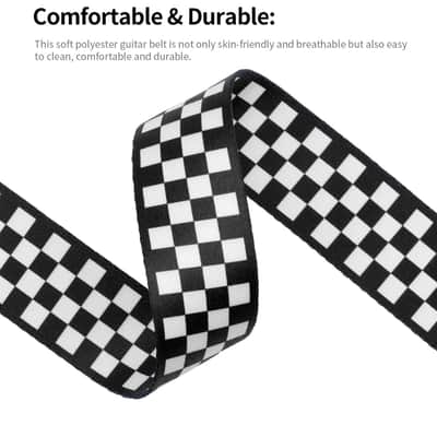 Electric Guitar Strap Black White Plaid Acoustic Guitar Strap Ukulele Bass Strap 2023 image 1