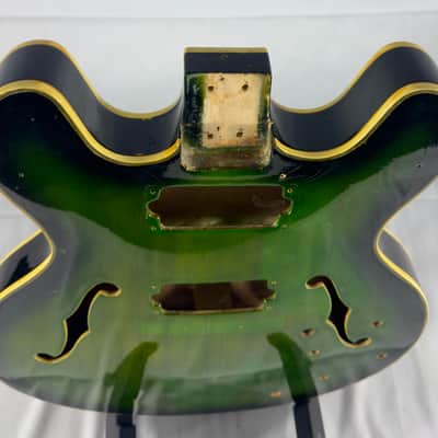 Aria Encore 335 Style Hollow Body 1970s Green Burst image 8