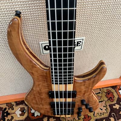 Harley Benton BZ-5000 II NT Natural Thru Neck 5-String Electric Bass Guitar image 6