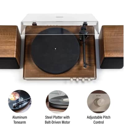 Crosley C65  Record Player with speakers system Belt-Drive 2-Speed  Turntable Record Walnut and Gold- NEW image 3