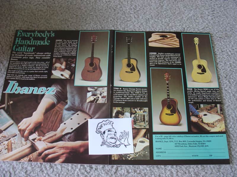 Ibanez Vintage Advertisement for Ibanez Acoustic Guitar the lineup for 1978 ! Double Ad ! 1970's image 1