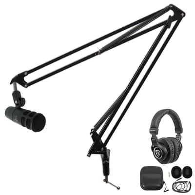 Audio Technica AT2040 Broadcast Podcast Podcasting Microphone+Boom+Headphones