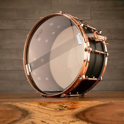 Ludwig 14 X 6.5 Lb427 T DC Hot Rod Black Beauty Snare Drum, Brass Shell, Matte Black, Copper Fittings image 8