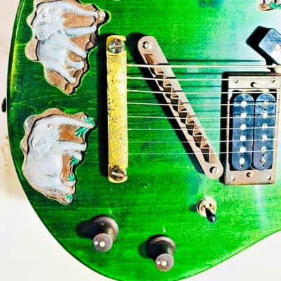 8 String Fanned Fret Electric Guitar Handmade by Blueberry Guitars Elephant Motif image 9