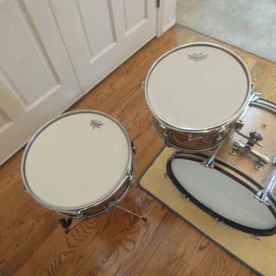 Ludwig Vintage 1966 Club Date pink champagne sparkle outfit w/ matching snare drum! image 13