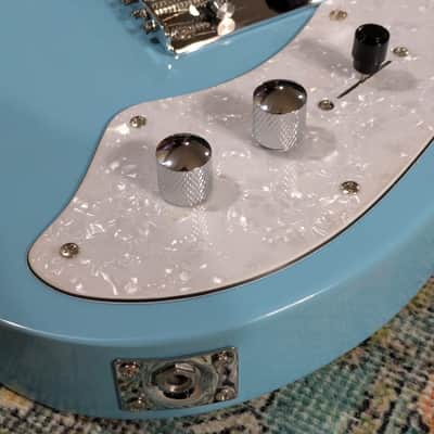 Alden Tv Cruiser 1972 Design T-Style Electric Guitar, Semi-Hollow, Blue, Maple Neck image 4