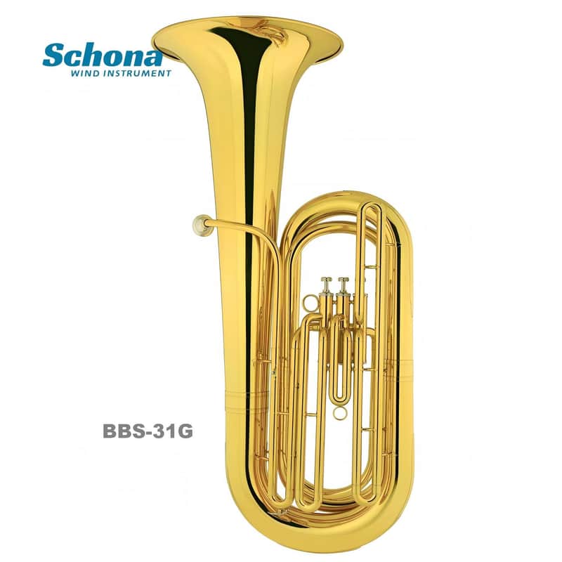 SCHONA BBS-31G/31N - Tuba in Bb with Three Vertical Keys Lacquer Gold/nickel - Plated Finish image 1