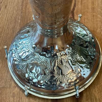 Vintage Aluminum Floral Darkuba Hand Drum 12" Read Description image 6