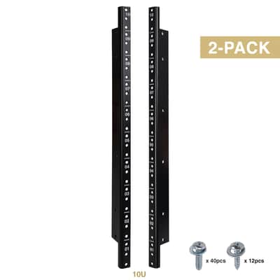 ST-RR-10U / ST-RR-10UX2 | 10U Steel Rack Rails, with Black Powder Coated Finish and Screws, 2-Pack or 4-Pack-ST-RR-10U (2-Pack) image 1