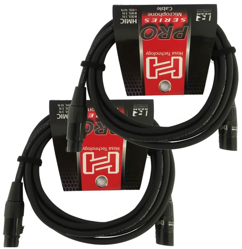 2 Pack Hosa Pro Microphone Cable, Neutrik REAN Connectors REAN XLR3F to XLR3M, HMIC-015 (15 Feet) image 1