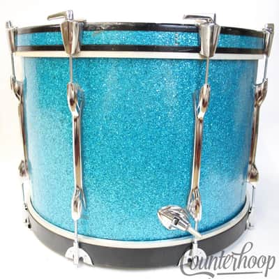 Premier 20x14" Aqua Sparkle Elite Bass Drum 3Ply African Mahogany Vintage 70s UK image 5