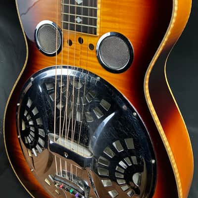 Tyler Mountain Square Neck Resonator Guitar Flamed Vintage Sunburst Finish image 8