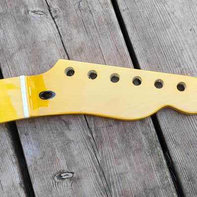 21 fret Canadian maple vintage tint gloss guitar neck T style truss rod access steel frets diy image 7
