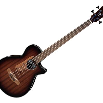 Used Ibanez AEGB24FEMHS Auditorium A/E Fretless Bass - Mahogany Sunburst image 1