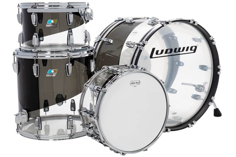Ludwig Vistalite 50th Anniv Fab 9x13 / 16x16 / 14x22 W/ 6.5x14 Snare Pat E Clear Smoke IN STOCK image 1
