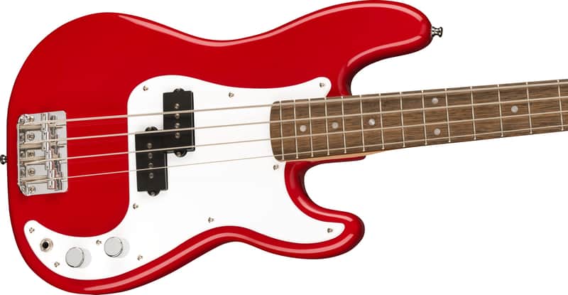 Mint Squier Mini Precision Electric Bass Guitar, Laurel Fingerboard, Dakota Red image 1