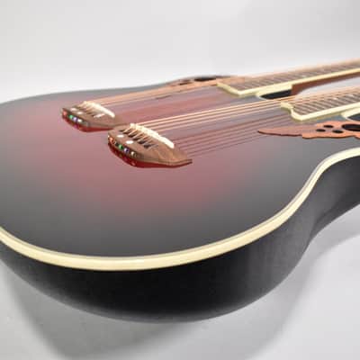 Ovation Celebrity CSD 225 Red Burst Double Neck 6 / 12 String Acoustic Electric Guitar w/OHSC image 7