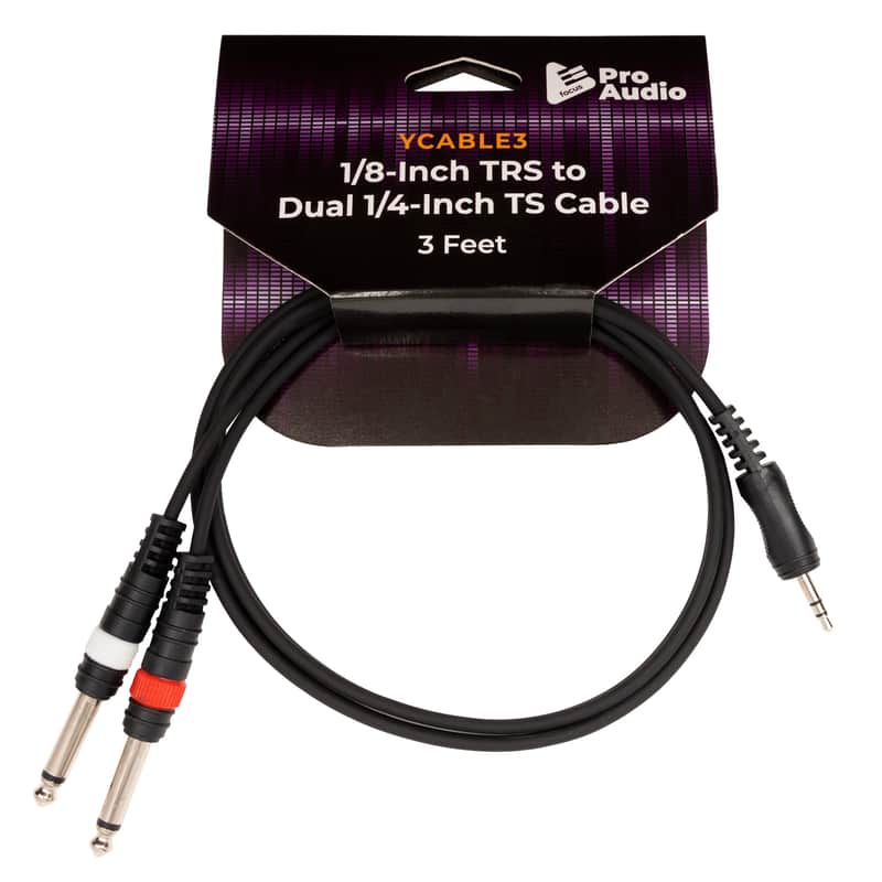 FocusProAudio FPA-YCABLE3 Stereo Breakout 3.5mm TRS Dual to 1/4-Inch TS Cable (3-Feet) image 1