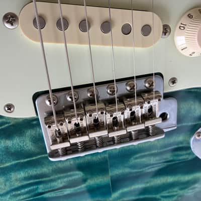 Fender ST-62QM  Stratocaster Reissue MIJ Japan, transparent Blue quilted top rosewood image 19