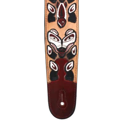 Walker & Williams LHR-24 Blood Red Premium Leather w/North West Bear Totem Carving image 6