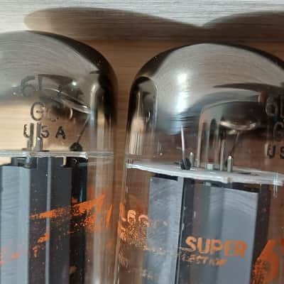 Very rare SYLVANIA 6L6GC 6L6-GC 6l6 gc matched pair DOUBLE RING GETTER big glass model ! Very strong image 7