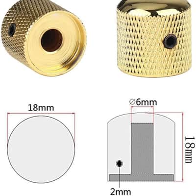 4Pcs Metal Guitar Knobs for Fender Telecaster & Gibson Les Paul, Volume Tone Control Knobs with Allen Keys & Screws - Chrome-Plated Replacement Parts for Electric Bass & Guitars (Gold) image 3
