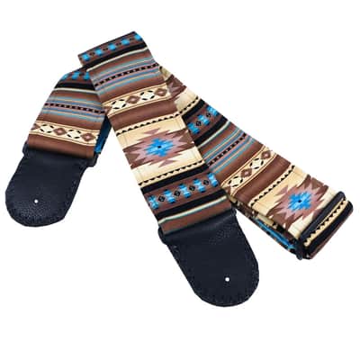 Light Blue Native American Thunderbird Handmade Guitar Strap image 7