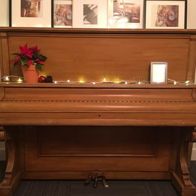 Jacob Doll & Sons Upright Piano 1913 Light Brown (worn) image 5