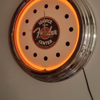 Fender Guitars Fender Service Center Dealer Style Orange Neon Light Up Clock Killer Cool Man Cave/Garage/Bar Item image 2
