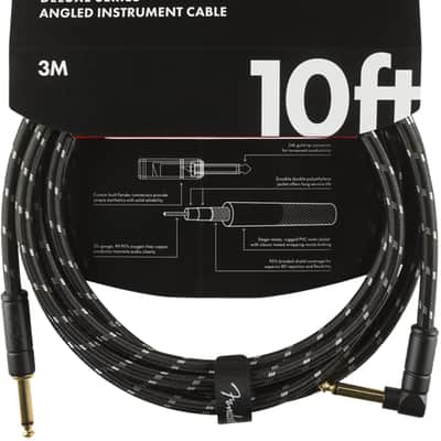 Fender Deluxe BLACK TWEED Guitar/Instrument Cable, Straight-Right Angle, 10' ft image 9