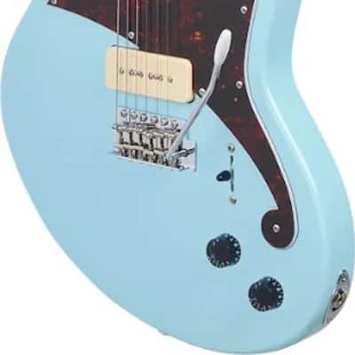 D'Angelico Premier Bedford Solid Body Electric Guitar, Sky Blue with Gig Bag image 4