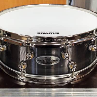 Pearl DC1450S/N Dennis Chambers Signature 14x5" Cast Aluminum Snare Drum 2010s - Black Nickel over Aluminum image 1