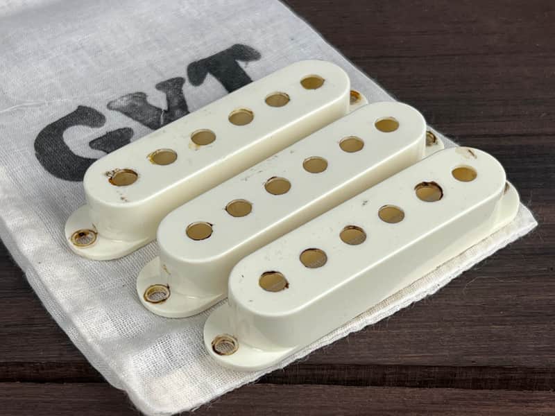Pre cbs Nylon Pickup cover for Stratocaster®️ correct tool marks Vintage white aged image 1