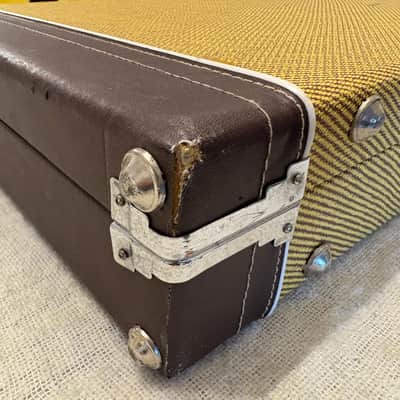 1999 Danelectro Tweed Hardshell Case + Key Yellow Plush Interior Out of Production Fits U1 / U2 / U3 / DC Models & More image 12